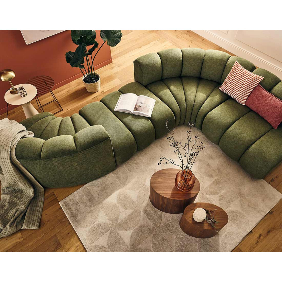 Debbie - module d'angle réversible en tissu texturé - Vert