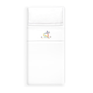 Triptico Cuna Estampado Dinosaurio Palmera + Broche Bco/Gris