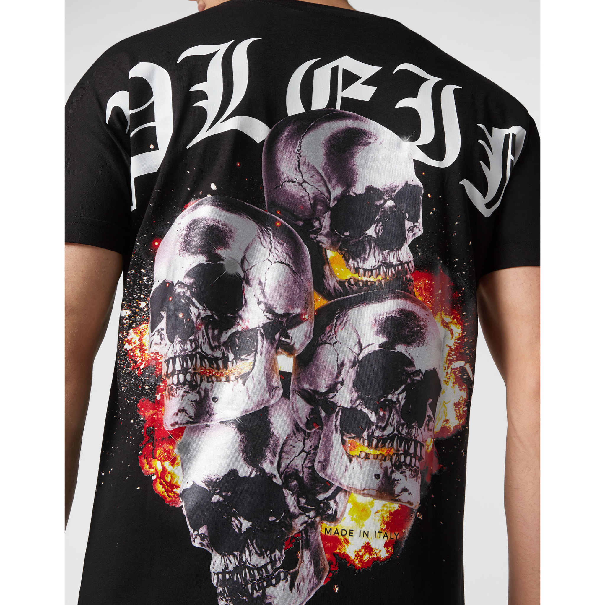 PHILIPP PLEIN T-shirt Round Neck SS Skull on fire