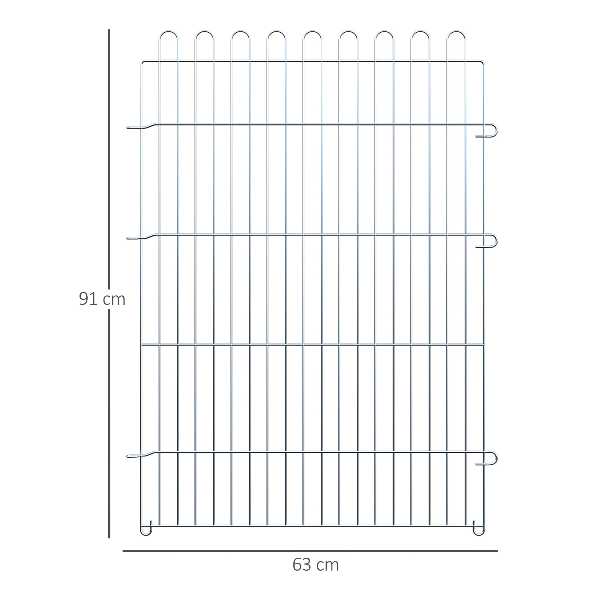 Parque para Mascotas 8 Vallas de Metal 63x91cm Plata