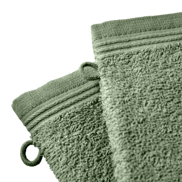 Lot de 2 gants de toilette "Spa" 15 x 21 cm / 400 gr/m² - Couleur: "Spa" Romarin