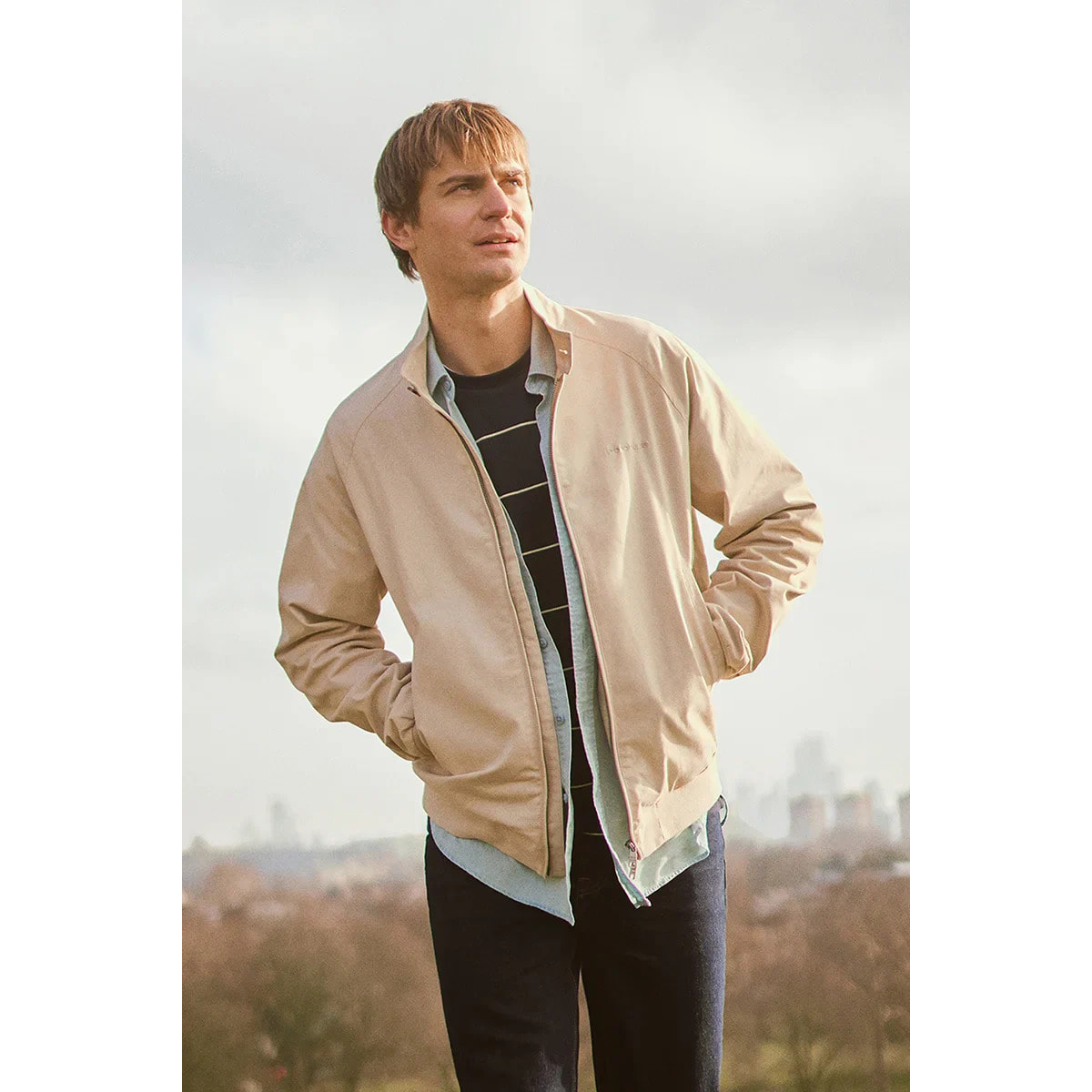 Giubbotto Harrington Bowery beige con ricamo Polo Club