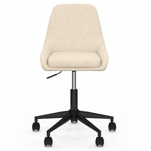 Fauteuil de bureau à roulettes Olivia velours crème
