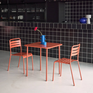 Table de jardin métal + 2 assises terracotta Amélia