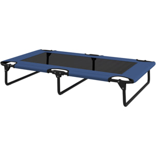 Transat pour animaux pliable - lit pour chien - lit à pieds pour chien dim. 107 x 61 x 20 cm - bleu