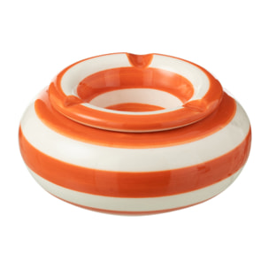 J-Line cendrier Granada Stripes Low - céramique - blanc/orange - small
