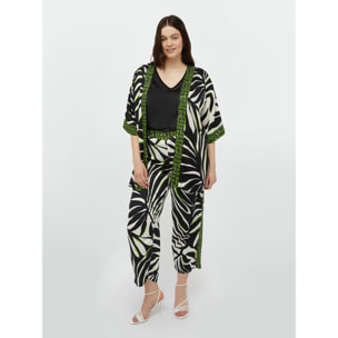 Fiorella Rubino - Kimono dalla stampa foliage - Nero