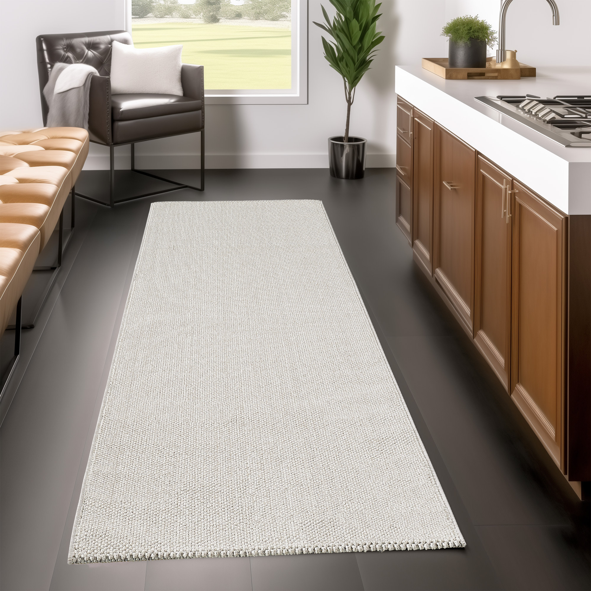 MORELIA - Tapis moderne aspect laine bouclée Creme
