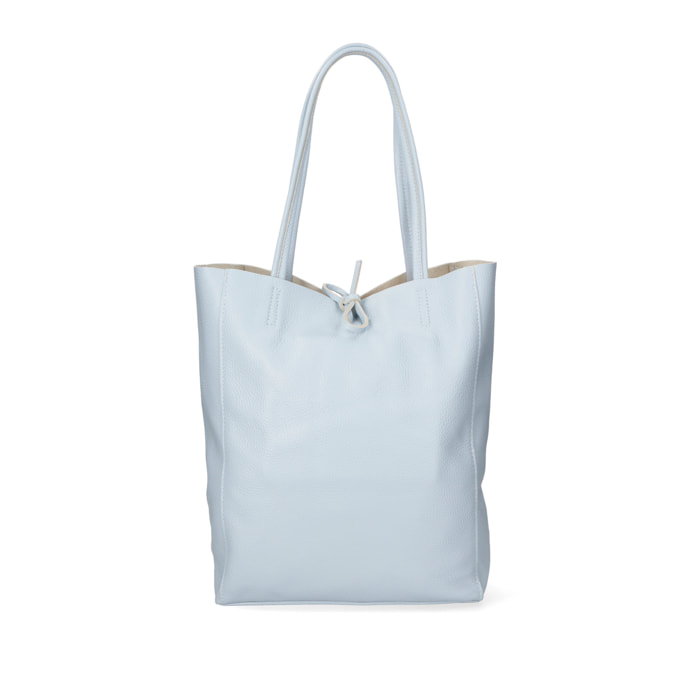 Chicca Borse - Borsa a Spalla Shopper Donna in Vera Pelle - Colore Cielo