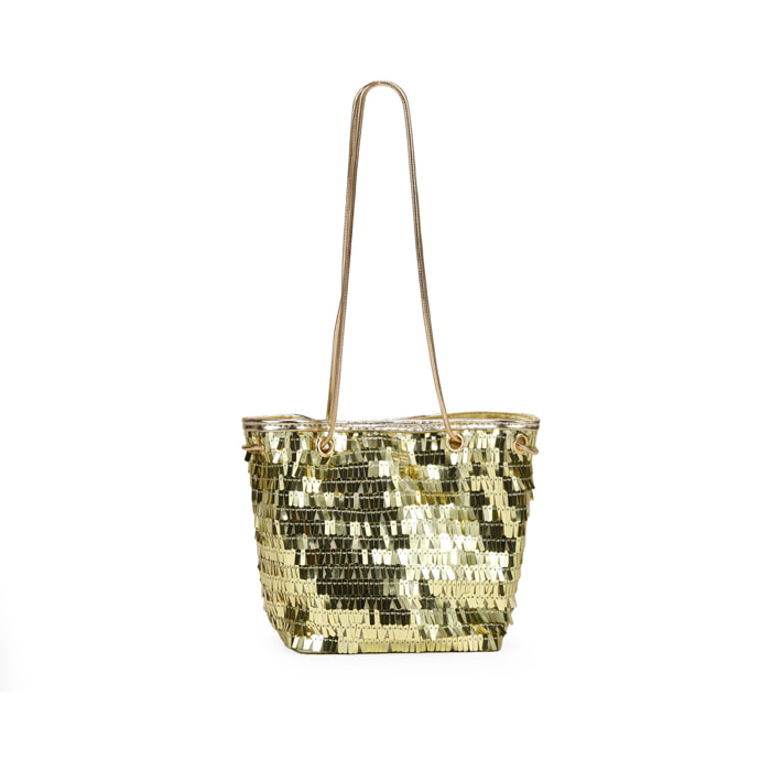 Bolso de fiesta dorado con lentejuelas