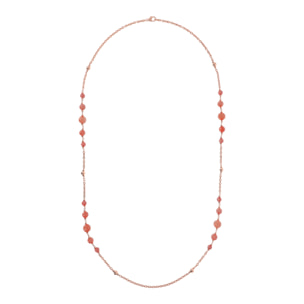 Collana Lunga con Bead Lucide e Sfere Graduate in Giada Salmone