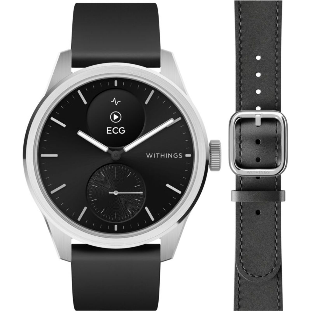Montre santé WITHINGS Scanwatch 2 42mm Noire + bracelet Cuir offert