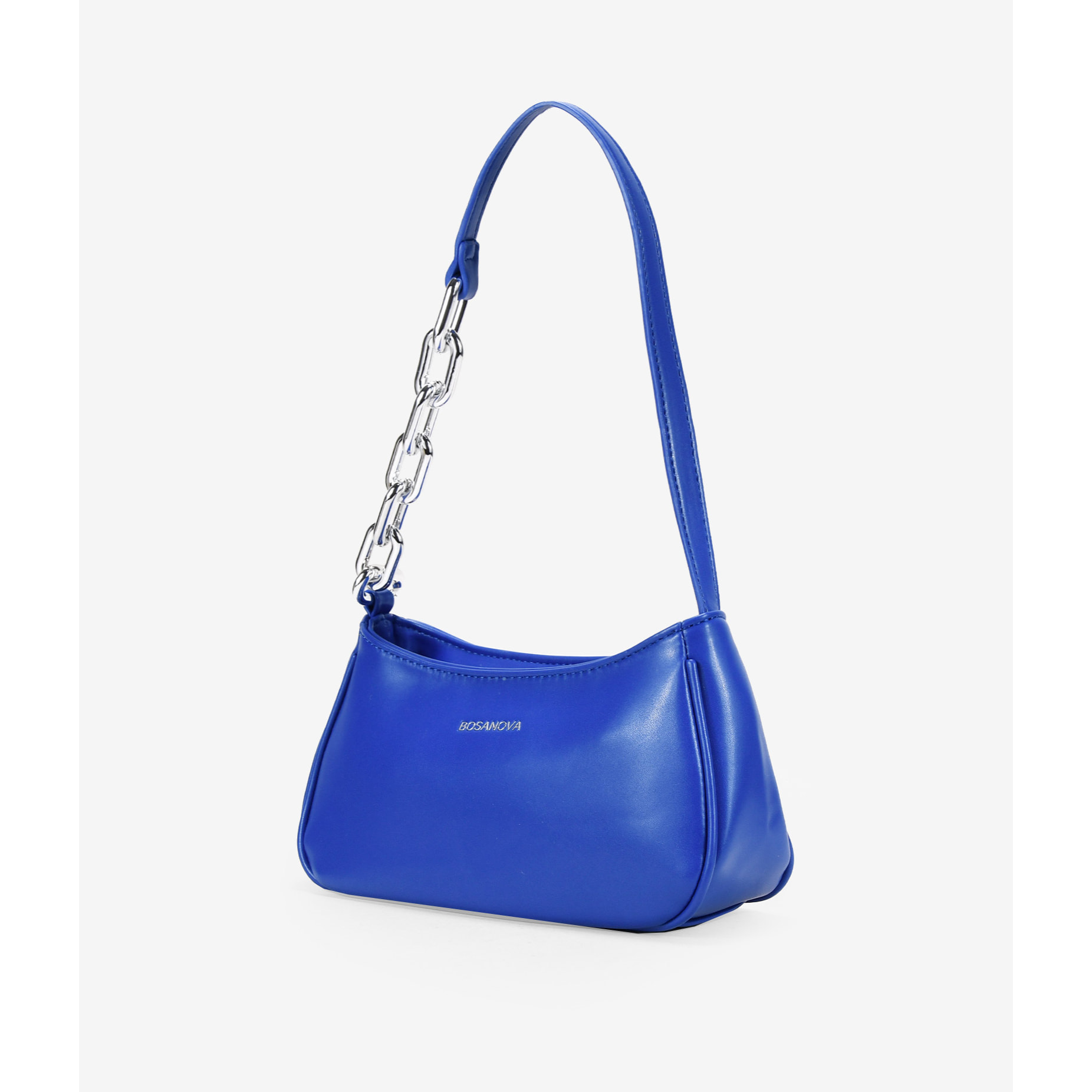 Bolso de hombro azul con cadena