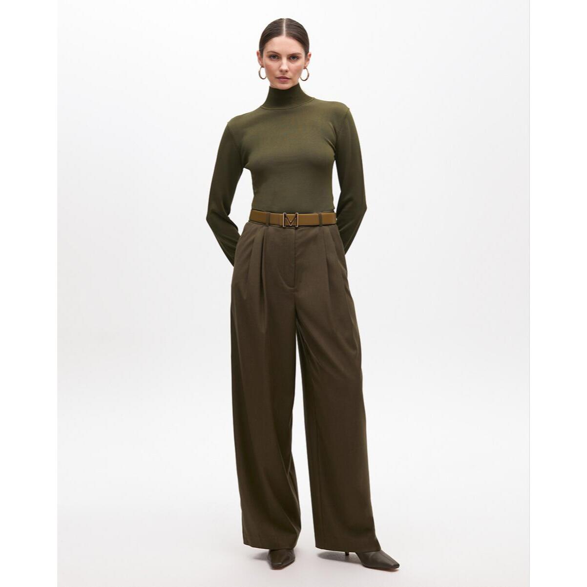 Pantaloni Palazzo da Completo con Pieghe