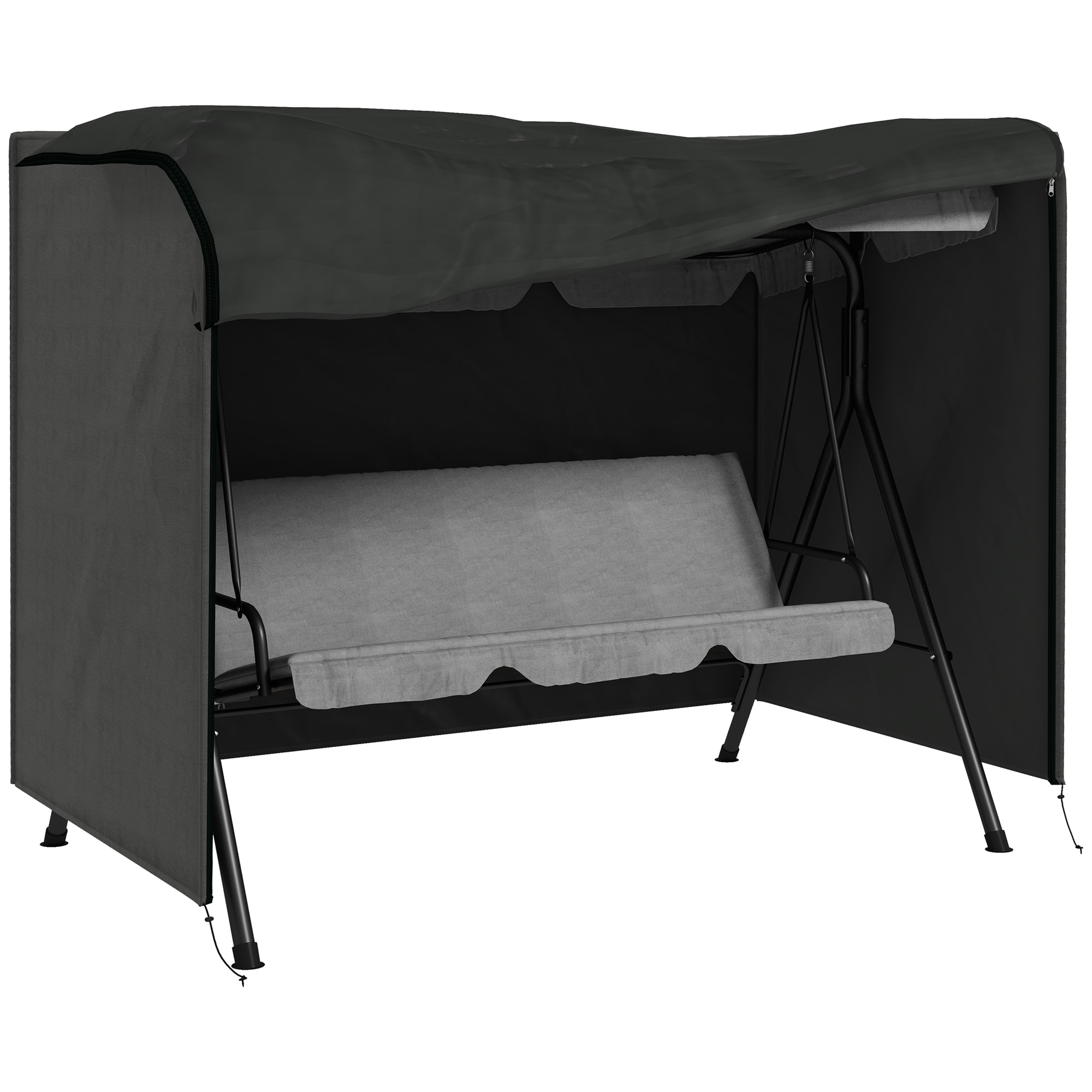 Funda Balancín Jardín Funda Columpio Jardín Exterior Cubierta de Columpio con 2 Cremalleras Impermeable 205x124x164 cm Gris Oscuro