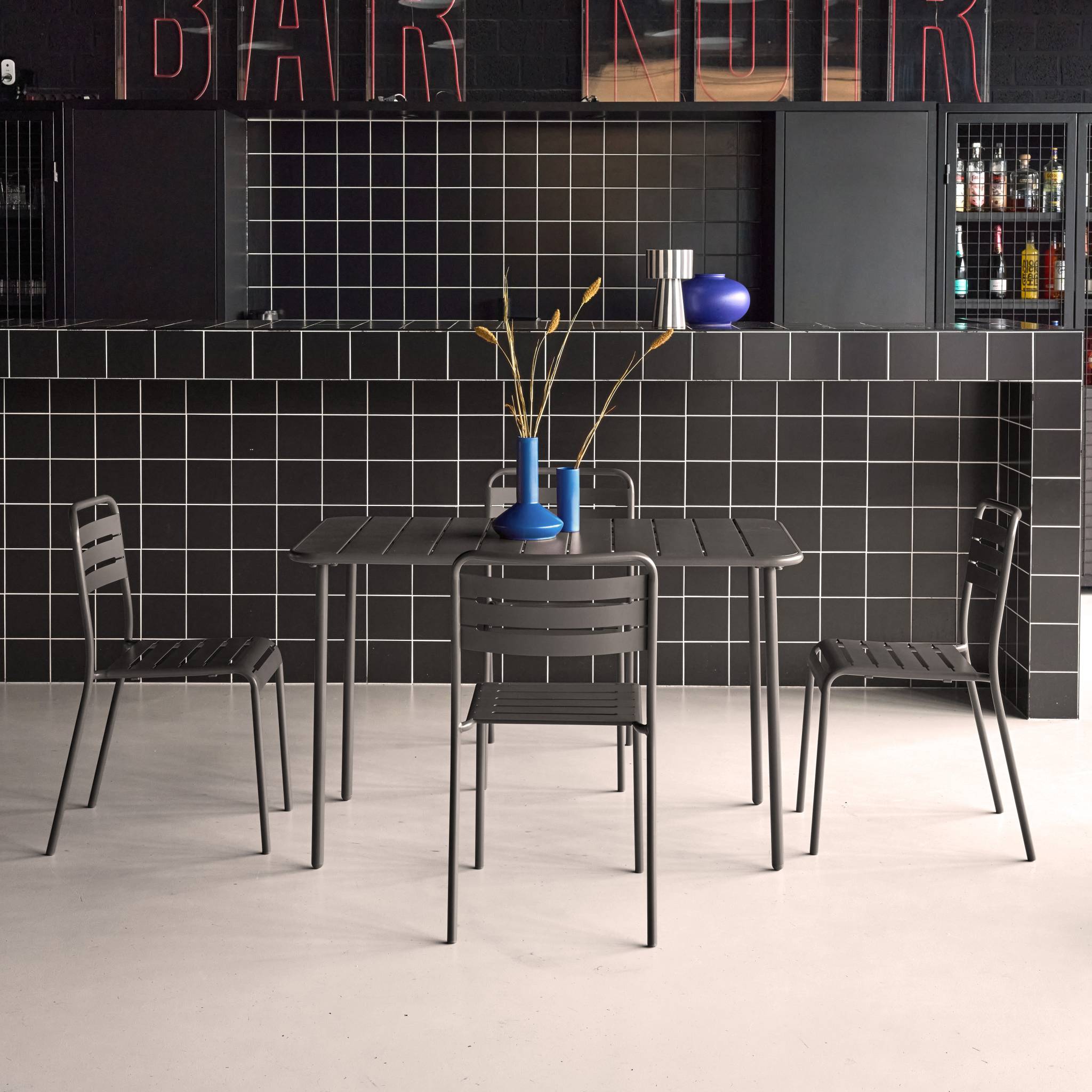 Table de jardin métal + 4 assises AMÉLIA