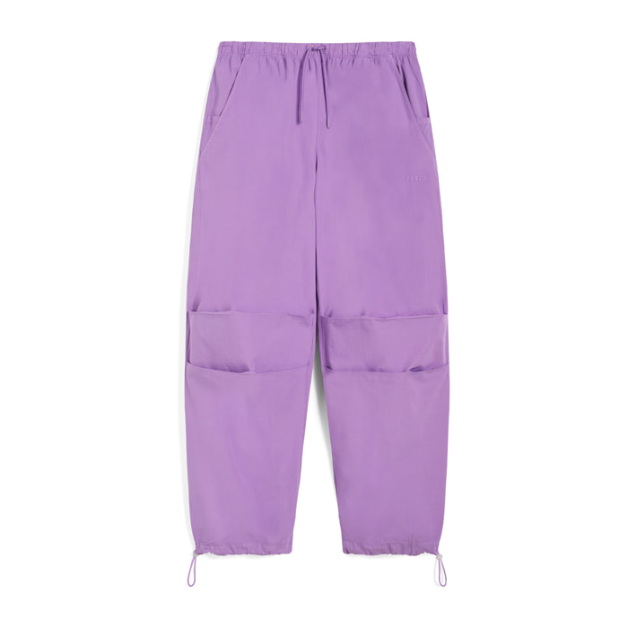 Pantaloni parachute pants in popeline con coulisse sul fondo