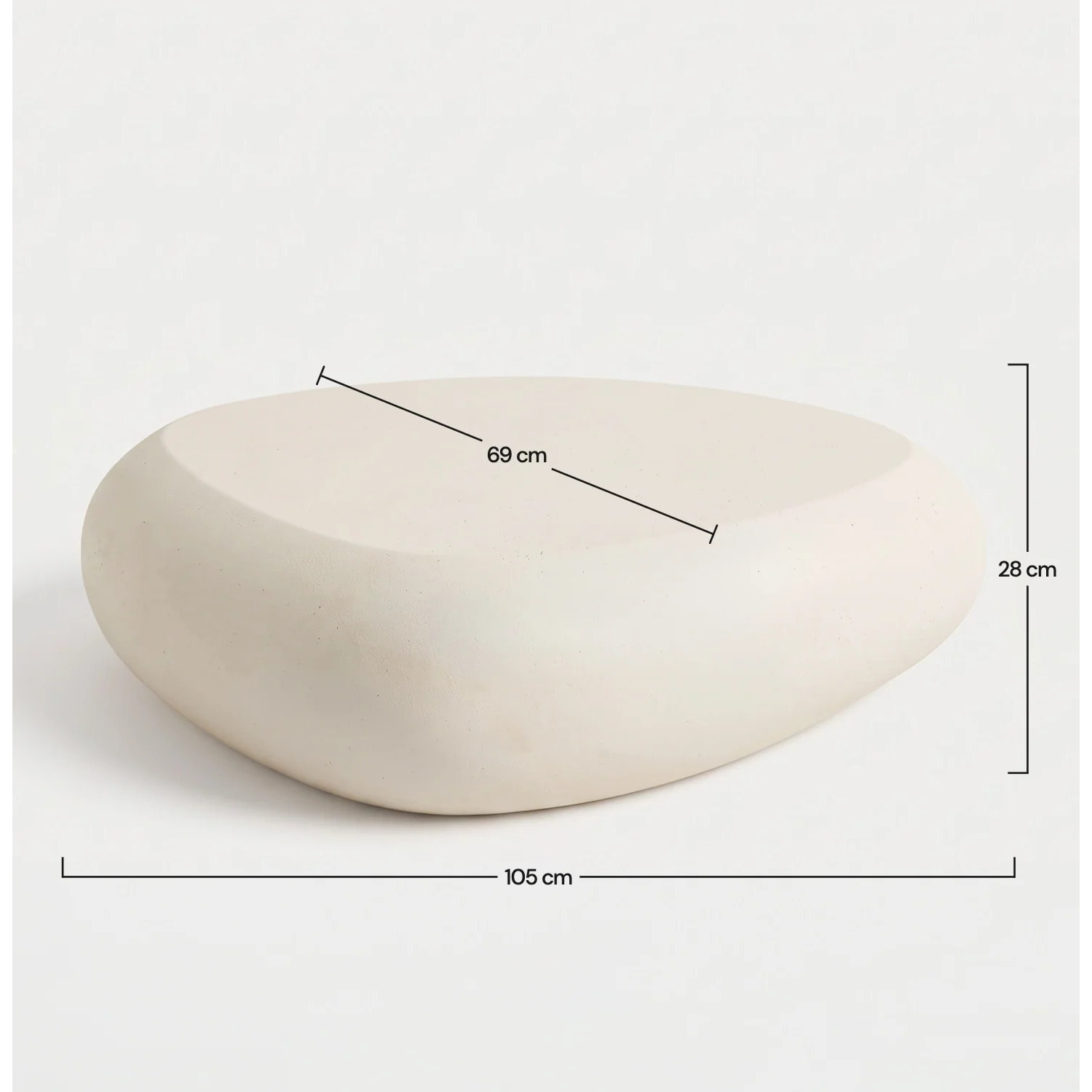Table basse ovale écrue en fibre d'argile effet béton 105 cm - Maui