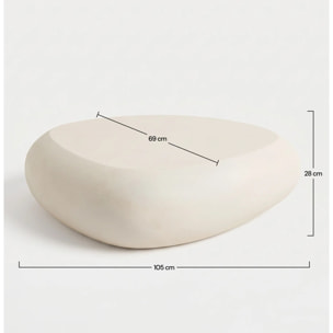 Table basse ovale écrue en fibre d'argile effet béton 105 cm - Maui