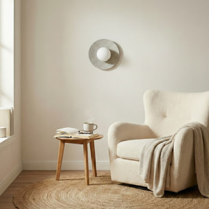 Lampada a parete CALMA in acciaio e filato naturale grigio