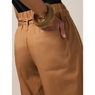 Oltre - Pantalones palazzo de mezcla de algodón - Marrón