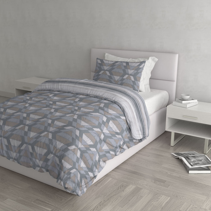 PARURE COPRIPIUMINO ATHENA, 100% Cotone, Made in Italy - BELEK GRIGIO