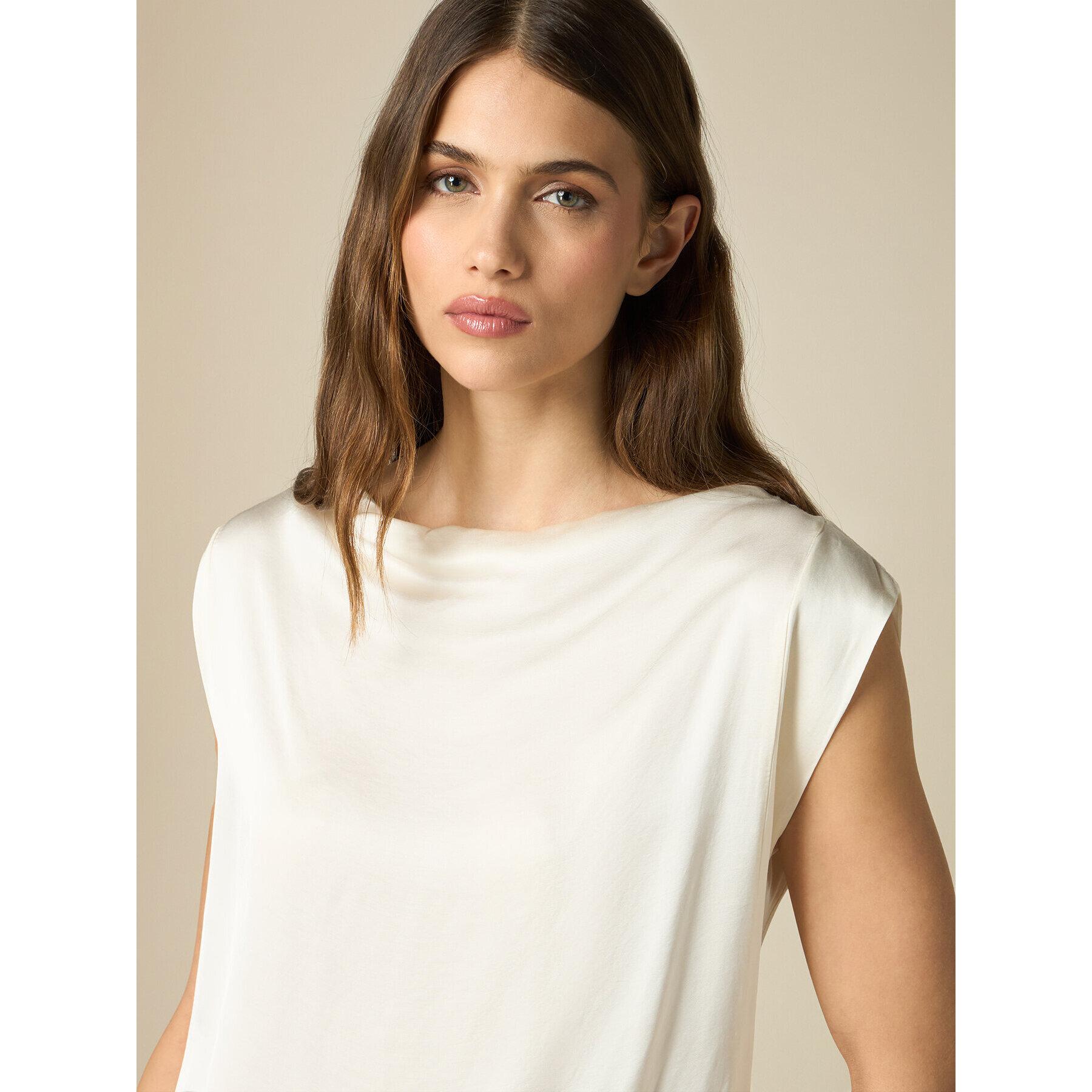 Oltre - Blusa en raso de viscosa - Blanco