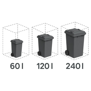 Abri cache poubelle double - 2x 240L - anthracite/imitation bois en acier