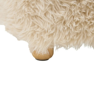 Tabouret Duvia carré H.30cm fourrure beige