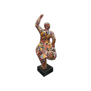 Statue femme multicolore mosaïque en résine H60cm - MOSAIK