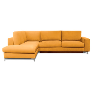 Canapé d'Angle Gauche Velours Fiesole, 3 Places, Couchage Intégré, Coffre de Rangement, Housse Déhoussable