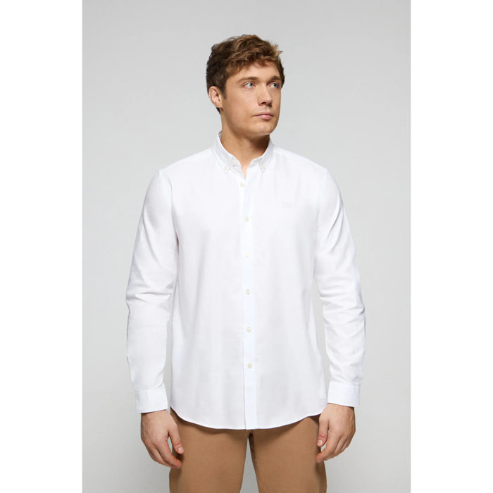 Camicia a tinta unita oxford bianca con logo Polo Club ricamato