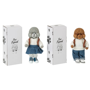 J-Line figurine Caniche Manteau + Sac - polyrésine - mix - small - 2 pièces