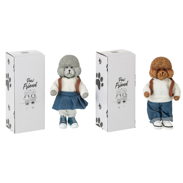J-Line figurine Caniche Manteau + Sac - polyrésine - mix - small - 2 pièces