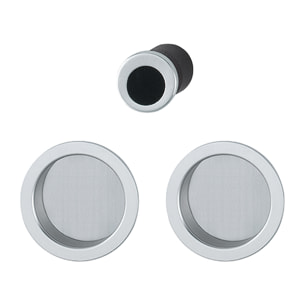 Set 5 aluminium pour porte coulissante 4920 F94-1 ronde aspect chromé satiné, aveugle sans gâche, cuvette + doigt - HOPPE - 3947849
