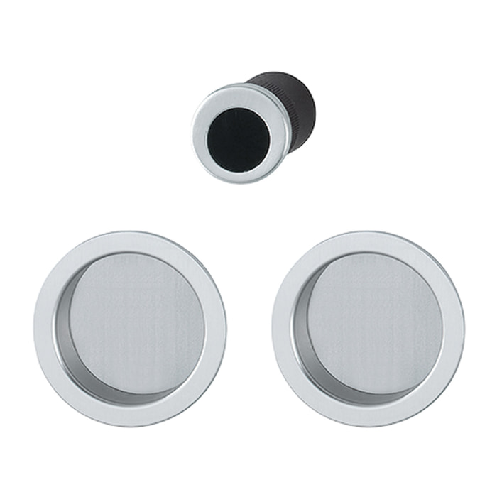 Set 5 aluminium pour porte coulissante 4920 F94-1 ronde aspect chromé satiné, aveugle sans gâche, cuvette + doigt - HOPPE - 3947849