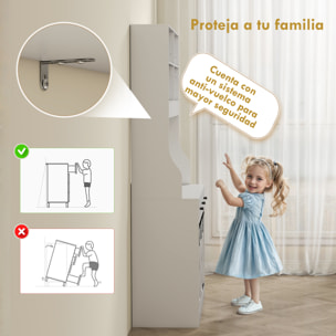 Alacena de Cocina Mueble Auxiliar de Cocina con 2 Puertas Corredizas 3 Cajones Encimera para Microondas y Estantes Ajustables Estilo Granja Blanco 93,5x40x180 cm