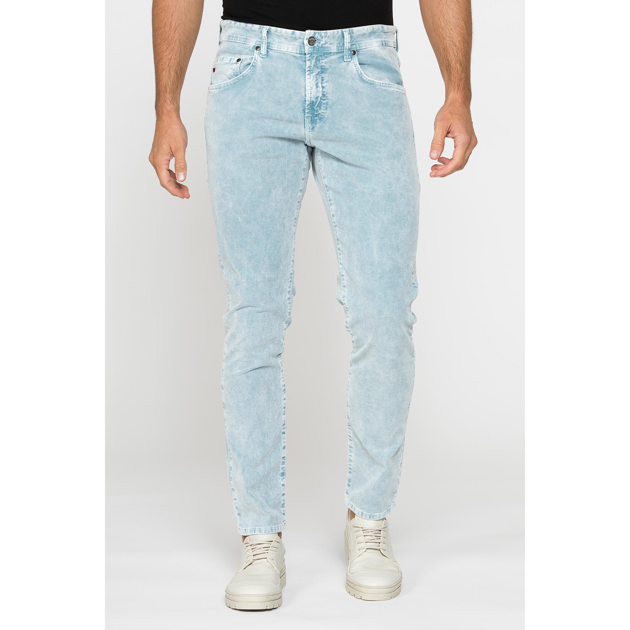 PANTALONE SLIM FIT IN VELLUTO STRETCH TINTURA ACID WASH