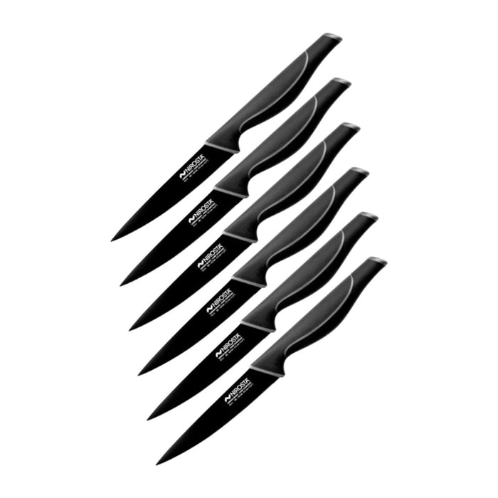 Ensemble de 6 Couteaux d'office 24 cm Nirosta Black Edition