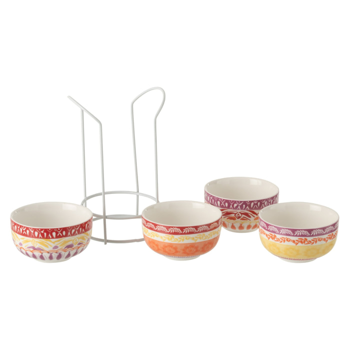 J-Line Bol - céramique - violet/rouge - set de 4