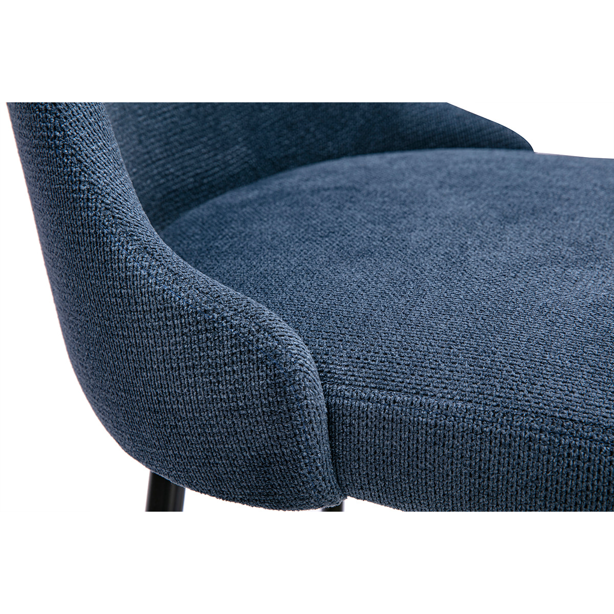 Tabourets de bar pivotants 360° en tissu chenille bleu foncé et métal H66 cm (lot de 2) HASTA