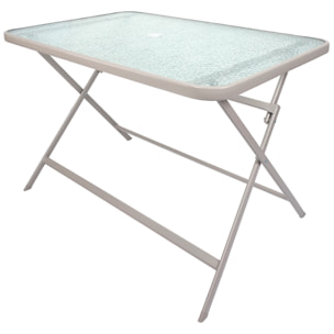 Table Verre Trempe Formentera Beige