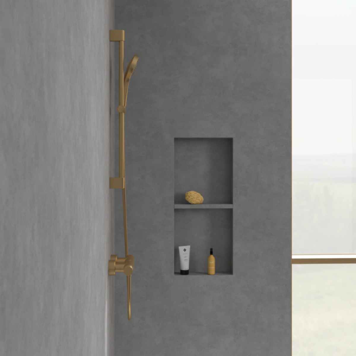 Mitigeur douche thermostatique Universal rond Or brossé