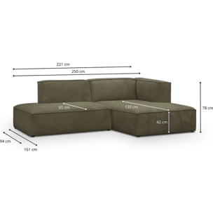 Canapé d'angle à droite modulable 4 places en velours côtelé - REZIA