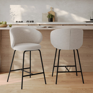 Lot de 2 chaises pour îlot central en tissu gris clair 68 cm - Cécilia