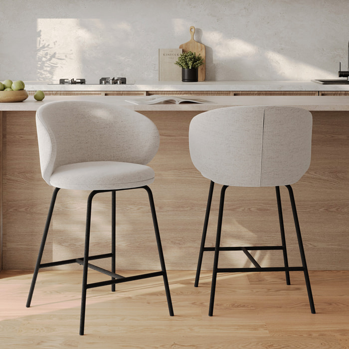 Lot de 2 chaises pour îlot central en tissu gris clair 68 cm - Cécilia