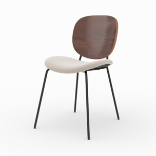Lot de 2 chaises en tissu beige chiné et bois - Simone