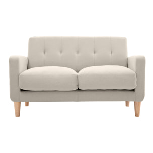 Canapé scandinave 2 places en tissu beige et bois clair LUNA