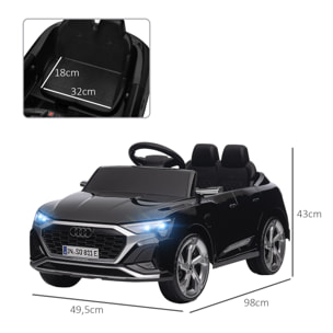 Coche Eléctrico para Niños de +3 Años Audi Q8 etron sportback Carro Eléctrico Infantil con Batería 12V Mando a Distancia Ruedas con Suspensión de Muelles Faros Bocina y Música Negro