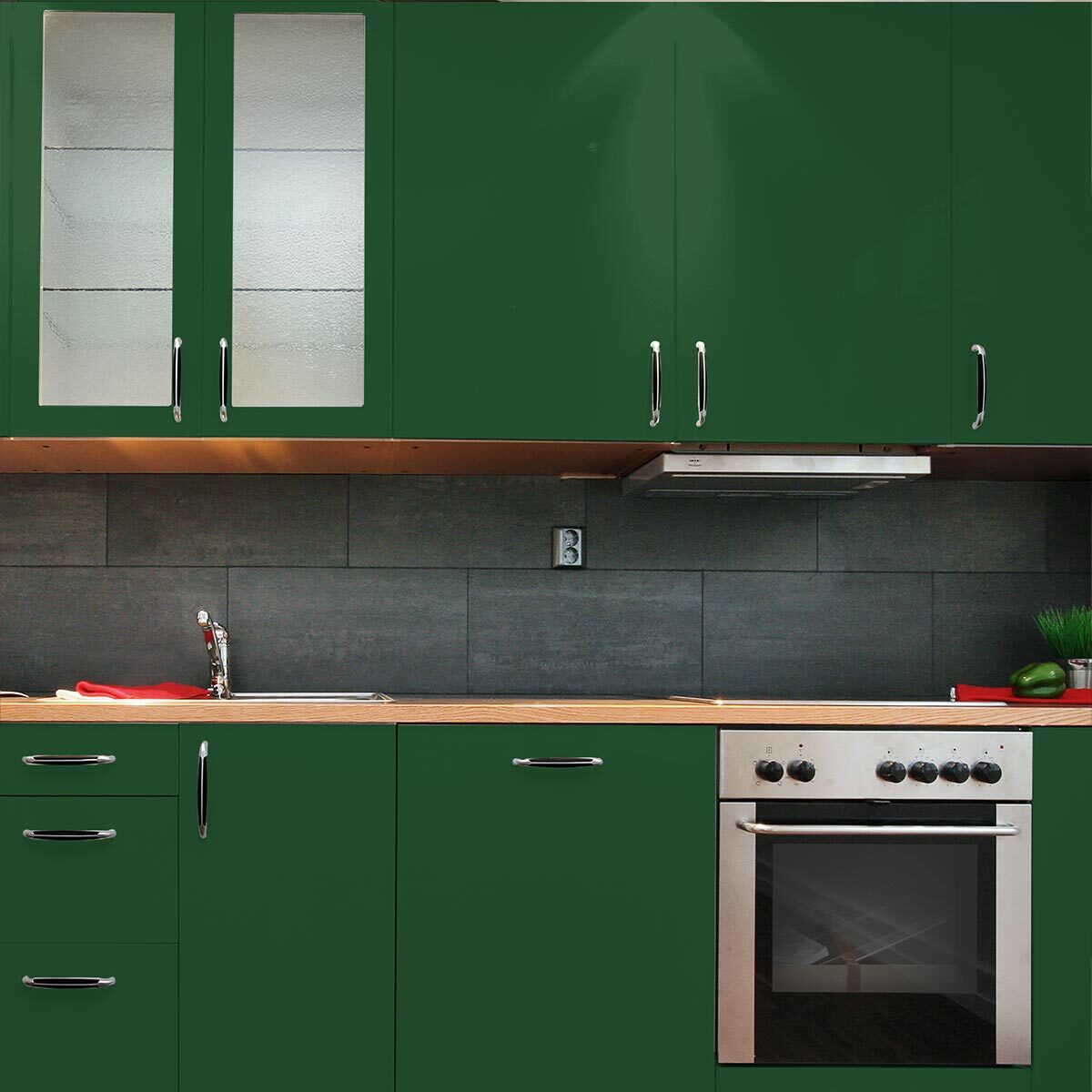 Rouleau adhésif décoratif Vinyle au Mètre - Vert fonce - Sticker Lavable Imperméable Mur Cuisine Meubles